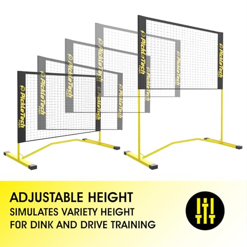 PICKLETECH 4.0 Slim Version Portable Pickleball Nets Outdoor Game 22 FT Pickleball Net-USAPA Regulation Size-Pickle Ball Net System with Carrying Bag for Driveway - color: Yellow, size: 3in 1