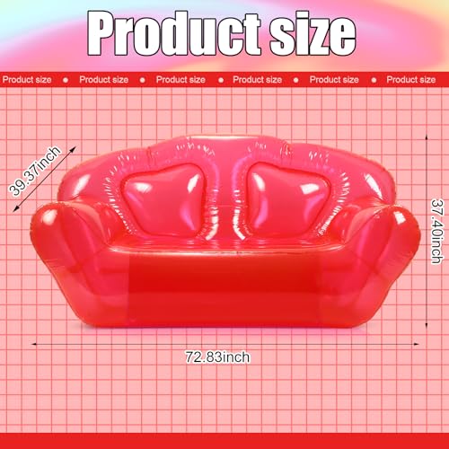 Kigley Inflatable Chair Blow Up Couches Transparent Inflatable Sofa Seat Yard Patio Portable Air Couch Furniture for Outdoor Indoor Camping Beach Room (Double Seat,Red) - color: Red