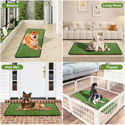 Artificial Grass Mat, Dog Grass Pee Pads, Fake Grass Pad for Pets Potty Training, Soft Grass Pad Rug, Grass Doormat with Drainage Holes, Pet Turf for Indoor Outdoor Use, Washable(19.7"*55.1") - size: 1'8" x 4'7" (Rectangular)