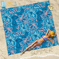 Famstar Beach Blanket Sandproof Waterproof 78''×81''1-5 Adults Oversized,Compact Lightweight Durable Beach Mat for Travel Camping Hiking Picnic Blanket - color: Blue Flower, size: 78''×81''