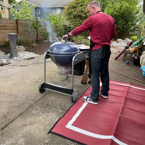 Mountain Mat Recycled Plastic Personal Outdoor Mat for Beach, Camping, picnics, Sand, RVs (Maroon with Carry Bag, 5'x7') - color: Maroon [5x7], style: 5' x 7'