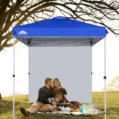 EAGLE PEAK Commercial Canopy 6.6x6.6 Pop Up Canopy Tent with 1 Sidewall, Easy Setup Heavy Duty Instant Event Shelter for Vendors & Markets, Outdoor Sun Shade, Blue - color: Blue, size: 6.6x6.6