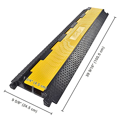 Yescom Cable Ramp Protector 2 Channel Garden Hose Protecitive 22000 Lbs Load Capacity Heavy Duty Speed Bump for Road Driveway Walkway - size: 1.8"H - 2 Channel