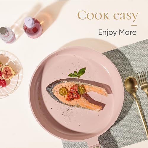 CAROTE Ceramic Cookware Set Nonstick, 14pcs Pots and Pans Set Nonstick, Non-Toxic & PFAS-Free, Dishwasher, RV/Camping Cookware Set, Cooking Pots with Lids, Pink Blush - color: Light Pink