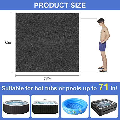 74" X 72" Hot Tub Mat, Inflatable Hot Tubs Floor Pad, Reusable Washable Spa Pool Ground Protection, Durable Hot Tub Flooring Protector, Anti-Slip Waterproof Backing, Suitable for Outdoor Indoor