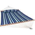 Sunnydaze Quilted Double Hammock for Outside with Spreader Bars and Pillow - 450 lb Capacity, 74x55 Inch Bed, UV Resistant, Quick Dry - Chains Included, Stand Sold Separately - Catalina Beach - color: Catalina Beach