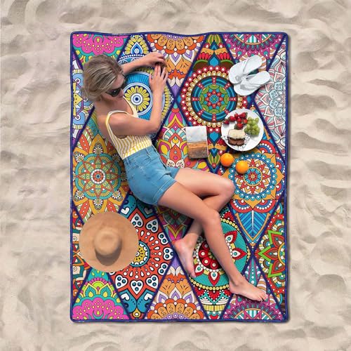 Waterproof Picnic Blankets Foldable & Portable 60''x80'' Boho Picnic Mat for Outdoors, Large Washable Picnic Blanket for Travel Camping Beach, Park Grass Picnic Blanket Accessories for Adults - color: Picnic Mat 03, size: 60" x 80"
