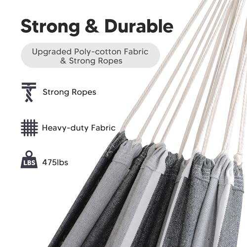 SUNCREAT Hammocks for Outside, Portable Heavy Duty Tree Hammock, Dark Gray & Light Gray - color: Dark Gray & Light Gray, size: X-Large