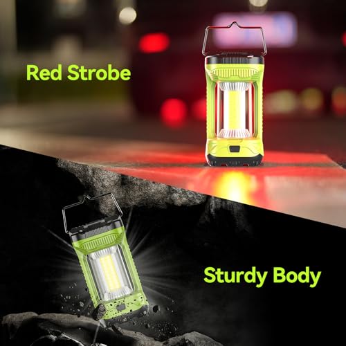 AlpsWolf Camping Lantern Rechargeable, 4000LM LED Lanterns for Power Outages, 4600mAh Super Bright Portabl Lantern & Lights for Emergency, Hurricane, Camping - style: Green-2 pack