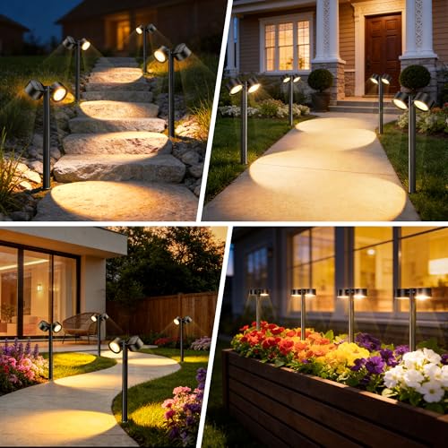 2X Brighter Solar Pathway Lights Outdoor, 150° Adjustable Dual-Head 18 LED Solar Lights Outdoor Waterproof, Up to 15 Hrs Auto On/Off Landscape Path Lights for Yard Garden Driveway Lawn, 2 Pack - size: 2 Pack
