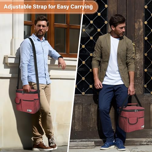 Tirrinia Insulated Large Lunch Bag for Women Men, Leakproof Lunch Box Containers for Adults, Work, School, Soft Lunchbox for Kids, Boys, Adult Cooler Bag for Picnic, Hiking,Beach - color: Red, size: Large-10.5L