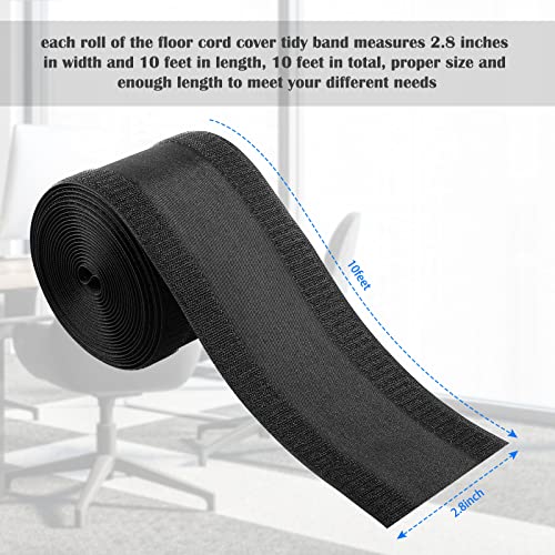 Syhood Cord Cover Floor Cable Protector Carpet Wire Cover Floor Cable Management for Office Carpet Organized and Protect(2.8 Inch X 10 Feet,Black) - color: Black, size: 2.8 Inch X 10 Feet