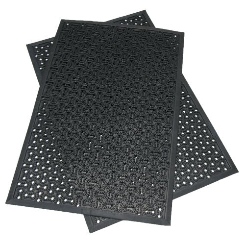 Rubber-Cal "Dura-Scraper Drainage Commercial Door Mat - 3/8 in x 3 ft x 5 ft - Black Rubber Doormats - size: 3' x 5' (Rectangular)