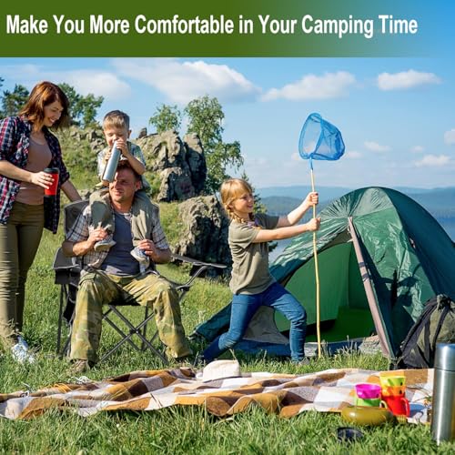 Outdoor Folding Camping Chair with Cup Holder, Storage Bag, Large Anti-Sink Feet, 400lbs Capacity, Breathable Mesh Portable Chair for Camping, Beach, Fishing, Sports, Black - color: Black, size: 1 Pack