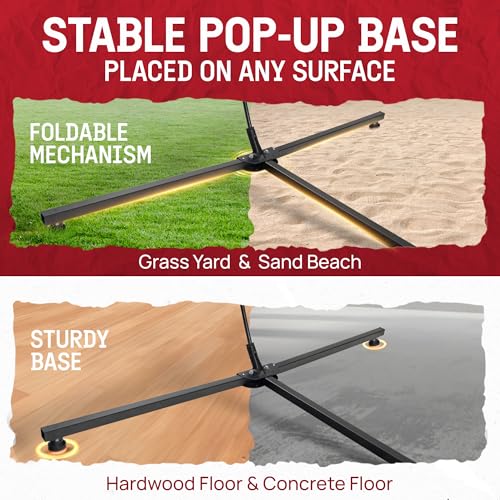 Yes4All Freestanding Volleyball Net with 5 Adjustable Heights, 12ft Portable Volleyball Net for Backyard & Beach, Special Low Middle Bar for Volleyball Outdoor Net to Reduce Tripping