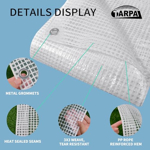 TARPAL 10'x12' Clear White Tarp Heavy Duty Waterproof 12mil with Grommets or Zip Ties for Large Greenhouses for Outdoors Garden,Farm,Chicken Coops - color: Clear White Leno Tarp, size: 10x12ft-Finished size