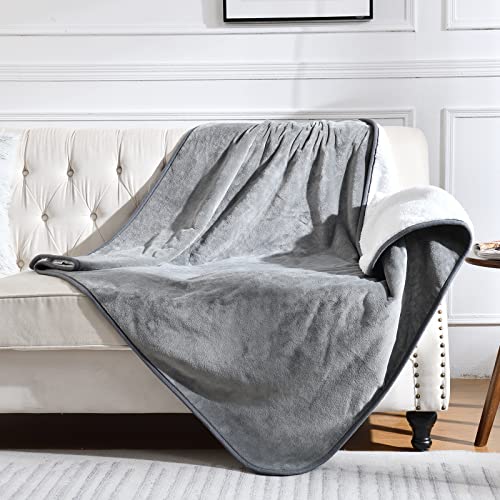Waterproof Blanket for Bed Couch Sofa, Soft Liquid Pee Proof Pet Blanket for Dog Puppy Cat, Reversible Sherpa Fleece Furniture Protector (Grey, 60x80 inches) - color: Grey, size: 60x80 inches