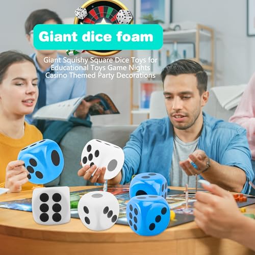 2 Pieces 6 Inches Large Foam Dice Set Giant Foam Dice Soft Dot Dice Toy for Family Educational Toys Parent Child Board Games Nights Casino Themed Party Decoration (Color Set 3) - color: Color Set 3
