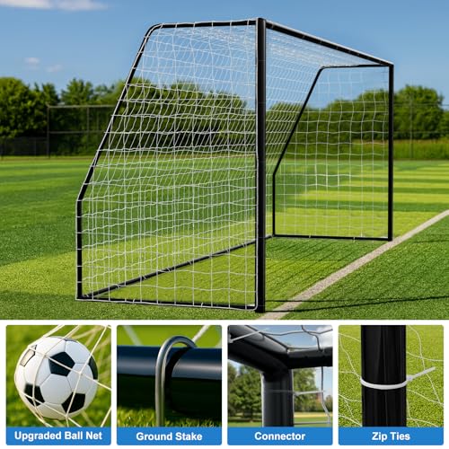 MOPHOTO Soccer Goal, 6X4/8x6/10x6.5/12x6/16x7/18.5x6.5/21x7/24x8ft Soccer Goals for Backyard, Full Size Soccer Goal for Teens & Adults Training - size: 18x7FT, style: Alloy Steel-Black