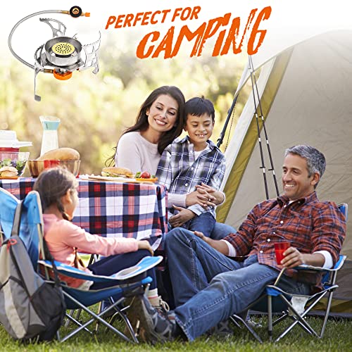 Camping Stove with Fuel Canister Adapter Portable Collapsible Gas Stove with Piezo Ignition-3900W-Lightweight-Windproof-Butane Adapter Camping and Backpacking Mini Stove Kit for Hiking