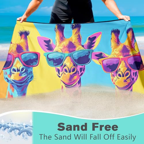 Cool Giraffe Beach Towel Oversized 36" x 72", Thin Lightweight Sand Free Quick Dry Microfiber Towel for Swimming Pool Cruise Camping Travel - color: Color_40