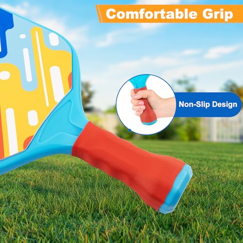 Outdoor Toys for Kids Pickleball Paddles - Outside Beach Yard Games Toy for Kid Ages 4-5-6-7-8-12 Year Old Boys & Girls Gifts, Balls Set of 2, Lightweight & Durable Grip for Small Hands, Beginner - color: Blue