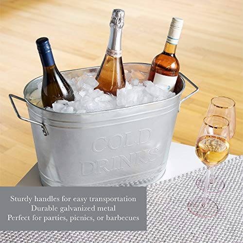Twine Insulated Drink Galvanized Bucket, Beer and Beverage Tub, Metal Bucket, Ice Buckets for Parties, Holds 5.35 Gallons, Silver - style: Galvanized