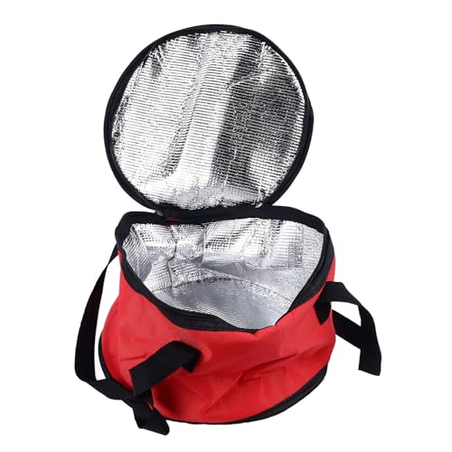 Haofy Round Insulated Casserole Carrier Bag for Picnic, Oxford Cloth, Reusable Cooler, Thermal Picnic Bag (red)