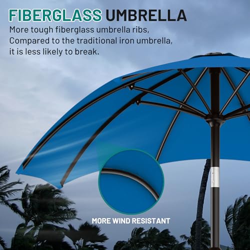 AreShark 10 FT Outdoor Patio Umbrella, Patio Table Umbrella with Push Button Tilt and Crank, Outdoor Patio Umbrellas with 8 Fiberglass Ribs, Patio Umbrellas for Market, Garden, Pool (Royal Blue) - color: Royal Blue