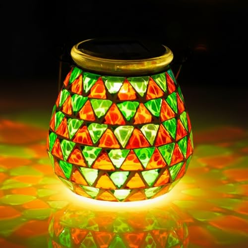 Starsoul Solar Lanterns Outdoor Waterproof, Vibrant Mosaic Hanging Solar Lights, Decorative Solar Lantern for Outside Garden Decor - color: Multicolor