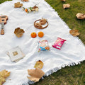 Outdoor Picnic Blanket Sandproof - Portable Lightweight T-Grid Picnic Mat for Beach, Camping, Park, Lawn, Concert & Wedding Photoshoot Indoor Bohemian Decor Machine Washabl（35x35inch 8PC）