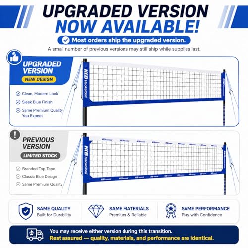 Haokelball Outdoor Volleyball Net Set for Backyard, 32FT Regulation, 3-Level Adjustable Height & Anti-Sag Tension System, Heavy Duty Thick Poles, Includes Volleyball, Pump, Boundary Line and Carry Bag - color: A-Blue