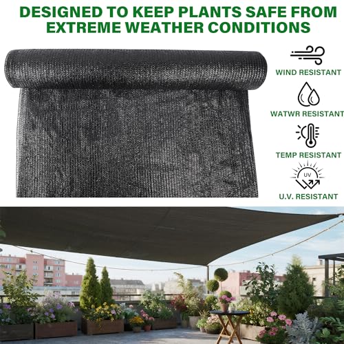 winemana 6x120 FT Outdoor Shade Cloth for Garden & Plants - 50% Large Black Mesh Tarp, UV Resistant Woven Shade Fabric for Greenhouse Farm Row Cover Vegetables Sun Protection Poultry Run - size: 6 Ft X 120 Ft, style: 50%