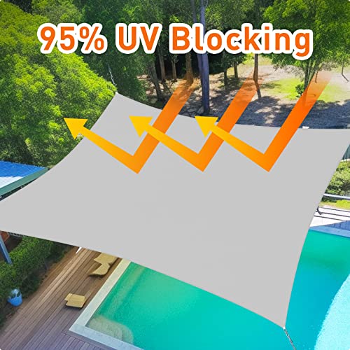 Shade&Beyond Shade Sail 10'X20' Rectangle Light Grey Breathable UV Block Outdoor Canopy for Backyard Patio Pergola Garden Deck(We Make Custom Size)
