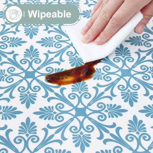 misaya Rectangle Vinyl Table Cloth, Elastic Fitted Flannel Backed Tablecloth, 100% Waterproof Plastic Table Cover Fits 5 Foot Folding Tables for Picnic, Camping, Outdoor (Aqua, 30" x 60") - color: Aqua, size: 60" x 30" (Rectangular)