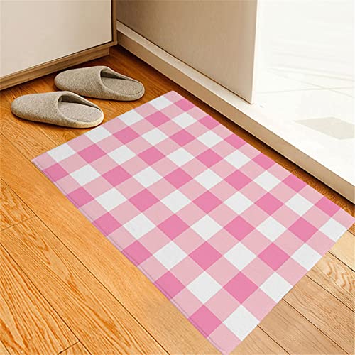 Pink Buffalo Plaid Doormat Pattern Entrance Mat Rubber Anti Slip Washable Welcome Mats Decorative Indoor Outdoor for Home Kitchen Decoration,18"x30" - color: As Pic9, size: 18x30 in
