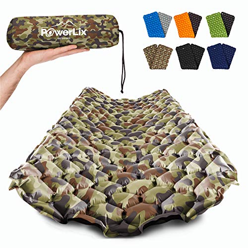POWERLIX Camping Sleeping Pad - Ultralight Inflatable Camping Mattress Sleeping Mat for Backpacking, Hiking, Compact Lightweight Sleeping Pad for Camping, Inflation Bag/Repair Kit Included - color: Camouflage