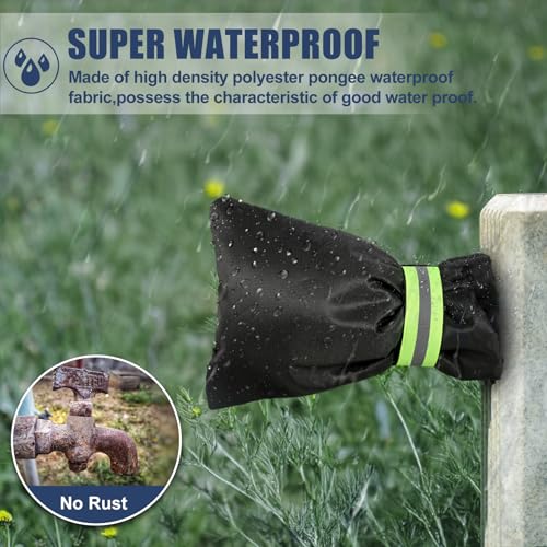 4Pack Outdoor Faucet Covers for Winter Freeze Protection 8.5″x5.9″x1.9″ Thicker Hose Bib Covers for Wall Taps Outside, Insulated Bags Spigot Cover with Unique Reflective Strips, Christmas Gifts - color: 4pcs black