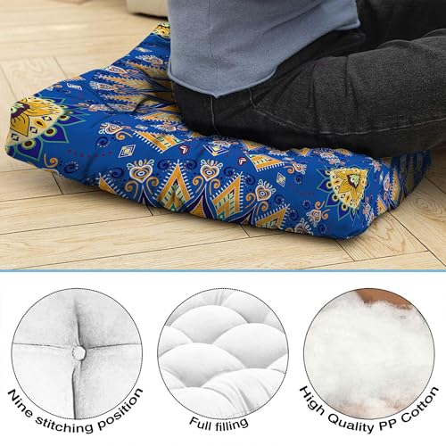 Mandala Meditation Cushion, Boho Meditation Mat, Meditation Pillows for Sitting on Floor, Cushions for Sitting in Home and Outdoor, Square Floor Pillow Cushion Seating for Yoga Accessories 22'' X 22'' - color: 12.mandala Meditation Cushion-1, size: 22x22