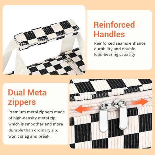 Insulated Casserole Carrier for Hot or Cold Food,Pie Carrier Bag Lunch Bag Tote for Potluck Parties/Picnic/Cookouts, Fits 9"x13" Baking Dish,Single Corduroy Black Checkered Pattern - color: Corduroy black checkered pattern, size: Single Layer
