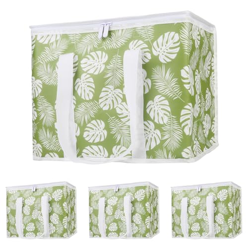 Bodaon 4-Pack Cooler Insulated Food Delivery Bag, X-Large Bags for Grocery/Catering/Shopping, Rideshare Delivery Bag, Thermal Hot Pizza, Large Cold and Frozen, XL Tote, Leaf - color: Green Leaf, size: X-Large