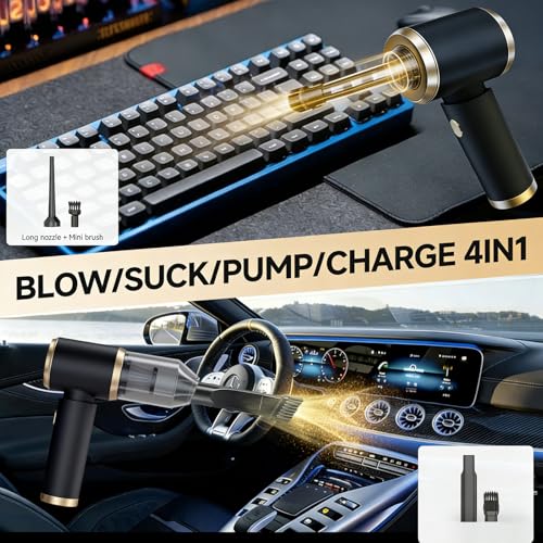 Handheld Car Vacuum Portable Cordless, 4 in 1 Handheld Vacuum Cleaner 15000PA High Power Air Blower & Pump & Air Duster, Mini Hand Held Vacuum Rechargeable for Home, Car, Office - color: Multicolor