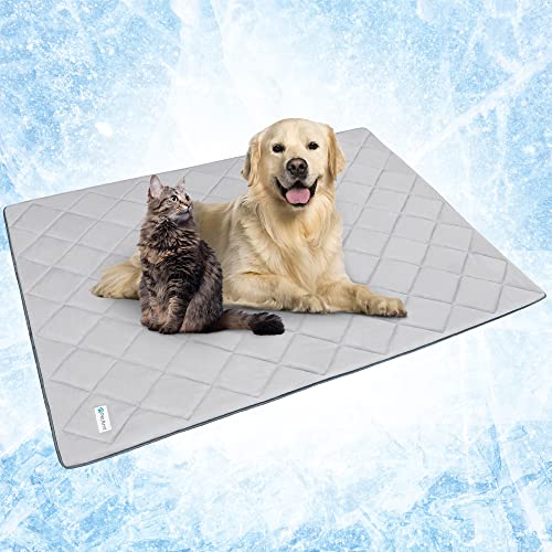PetAmi Premium Cooling Dog Blanket | Lightweight Fluffy Pet Throw Blanket Bed Cover for Dogs, Cat, Puppies | Pet Blanket Furniture Protector Couch Sofa | Reversible Fuzzy Cozy | 90x90, Light Grey - color: Light Grey, size: Queen (90x90)