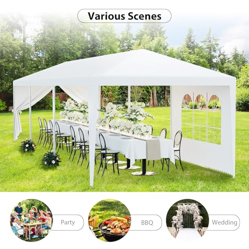 LEMY 10x30 Party Tent Outdoor Wedding Camping Canopy Heavy Duty Gazebo with Removable Sidewalls, Waterproof Shade Shelter for Backyard, Garden, Patio - size: 10' x 30'