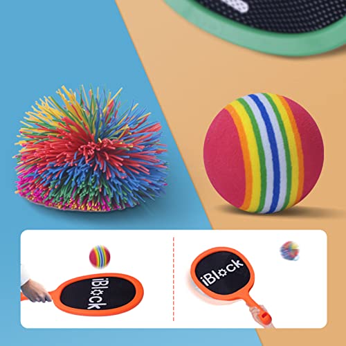 Portable Paddles and Bouncy Balls Set for Kids or Adults’ Indoor Outdoor Activities, Sport Game for Beginner or Intermediate, Swing Racket in Beach Pool Backyard Playground Lawn Park or Court - style: Portable