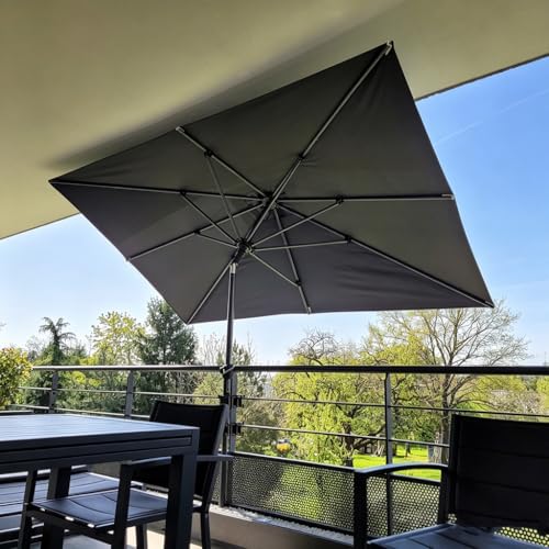 PURPLE LEAF 9' x 6' Rectangular Patio Umbrella Outdoor Table Umbrella Aluminum Frame Market Umbrella Sun Umbrella with 8 Sturdy Ribs & Tilt for Garden Deck Lawn & Pool Gray - color: Gray, size: 6' x 9'