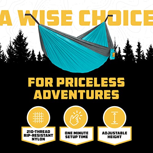 Wise Owl Outfitters Camping Hammock – 500lbs Portable Hammock with Tree Straps - Travel, Backpacking, Hiking, Outdoors Camping Gear - Single or Double - color: Navy & Green, size: Single