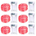 6 Pack Fairy Lights Battery Operated with Timer Silver Wire Mini 13FT 40LED Waterproof Cuttable Twinkle Christmas String Lights for Home Bedroom Wedding DIY Centerpiece Birthday (Red) - color: Red