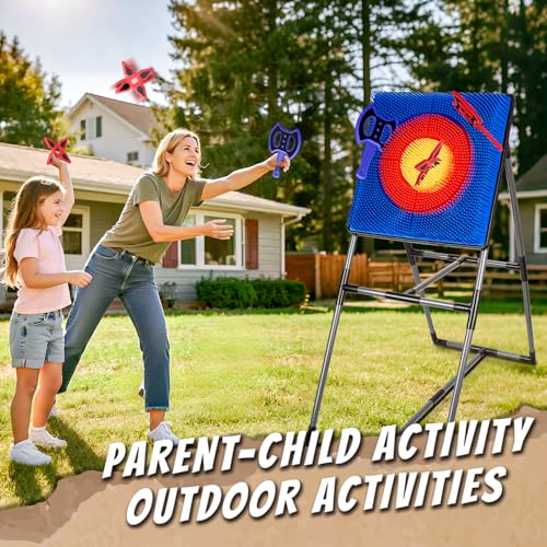 Axe Throwing Game for Backyard, Axe Throwing Target Set with 16 Throwing Axes Outdoor Games Indoor Carnival Yard Lawn Backyard Games for Age 6-12 - style: Axe Throwing Target Set