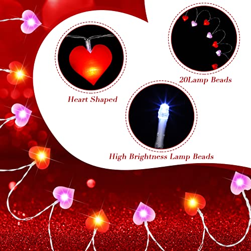 Zhanmai 2 Pcs Valentine Heart String Light Decor 10 ft 20 LEDs Heart Fairy Lights Battery Operated Room Valentines Decor for Indoor Outdoor Home Bedroom Wedding Anniversary Party - style: Valentine
